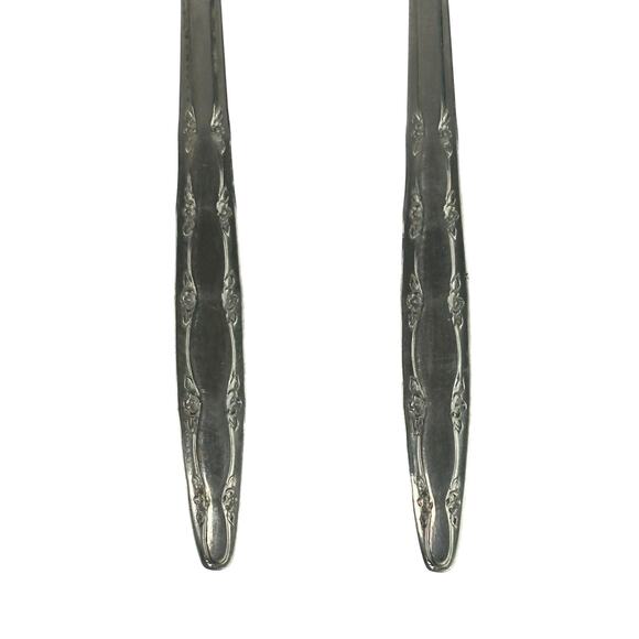 8 Vintage Superior Stainless Teaspoons, Gardenia Pattern, Floral MCM Flatware - Picture 8 of 13